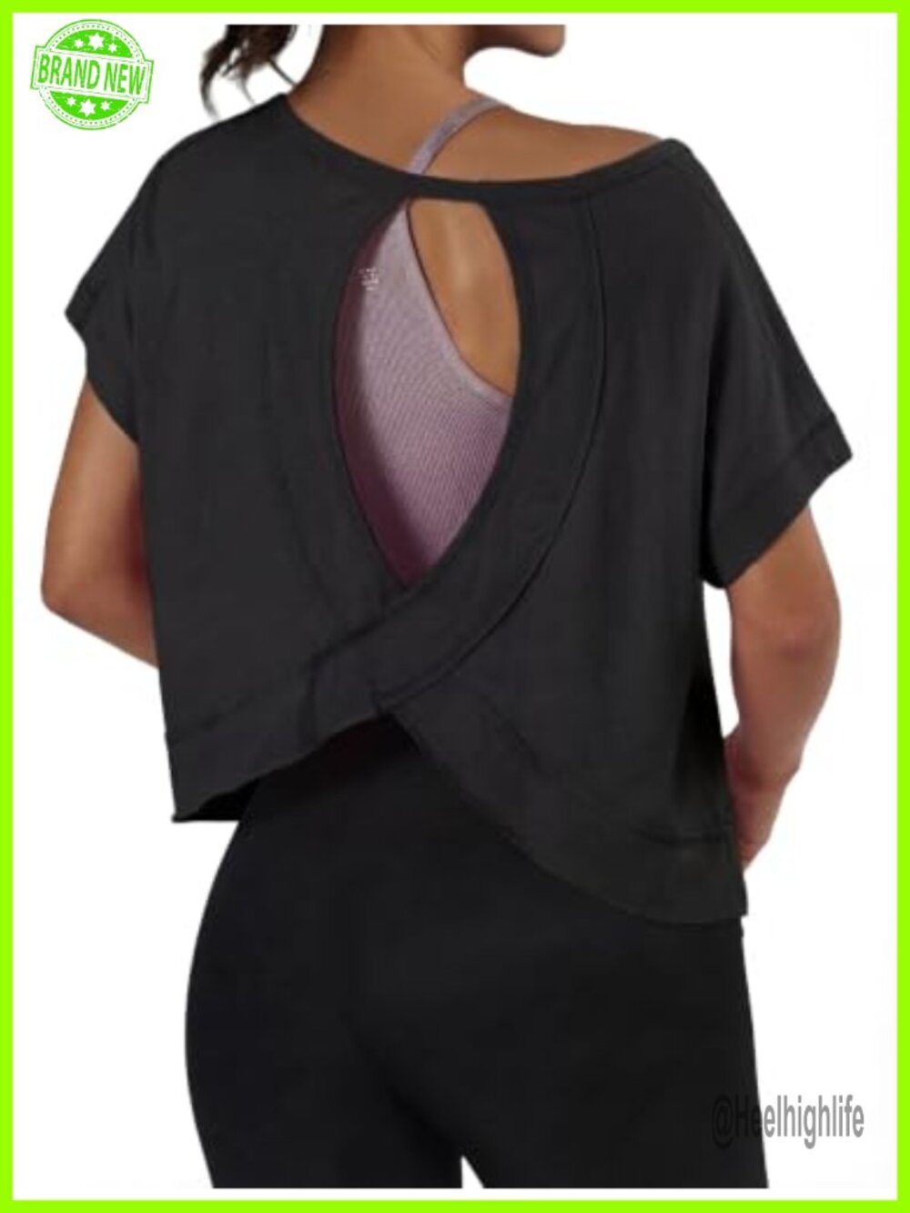 Women's Backless Workout Top Open Back Athletic Crop Tee Yoga Running